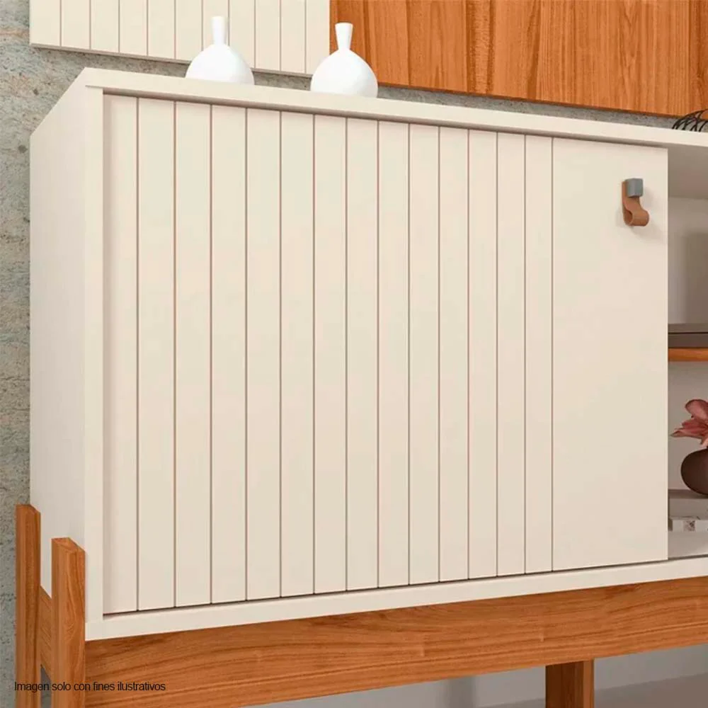 Combo de panel aéreo y mesa para TV de hasta 45" color canela miel / blanco - Image 3