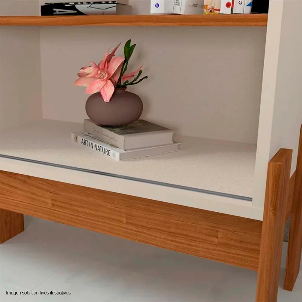 Combo de panel aéreo y mesa para TV de hasta 45" color canela miel / blanco - Image 5
